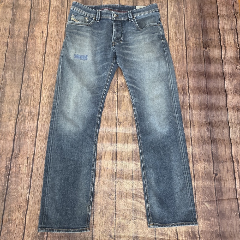 Diesel Larkee Straight Jeans Men 33 x 32 Blue Button Fly Indie Sleaze Y2K Grunge